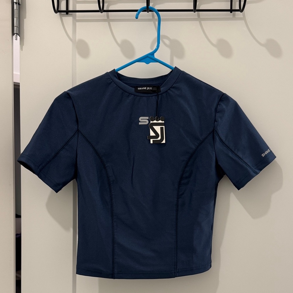 Shane Justin Navy Blue Short Sleeve Top